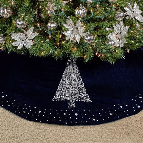 Navy Blue Christmas Tree Skirts .